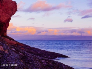 Fine Art Photo of low tide at sunset in hues of pink and blue  at St Martins, New Brunswick